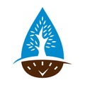 Tree drop water time management logo Icon Illustration Brand Identity