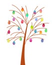 Tree with eggs. Vector illustration of colorful easter egg hanging from tree. Royalty Free Stock Photo