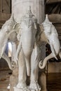 Tree elephant decor inside Big white sitting Buddha temple Royalty Free Stock Photo