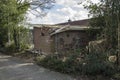 Tree fallen on a shed during the storm Eunice