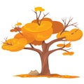 Tree with falling golden leaves Royalty Free Stock Photo