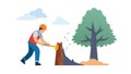 Tree Felling: Forestry Work & Timber Harvesting, vector design Generative AI Royalty Free Stock Photo