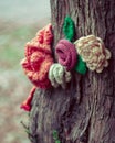 Tree Flowers made of wool Royalty Free Stock Photo
