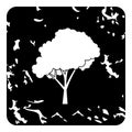 Tree with fluffy crown icon, grunge style