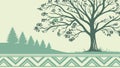 Tree in Forest Landscape with Geometric Border, vector design Generative AI Royalty Free Stock Photo