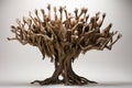 Tree formed entirely by interconnected human figures, symbolizing unity and interconnectedness. Ai generated