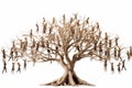 Tree formed entirely by interconnected human figures, symbolizing unity and interconnectedness. Ai generated