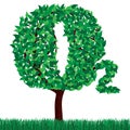 Exclusive. A tree with green leaves in the shape of the chemical formula of oxygen. Vector. Royalty Free Stock Photo