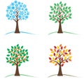 Tree in four seasons - spring, summer, autumn, winter Royalty Free Stock Photo
