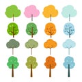 tree in four times of year spring, summer, autumn and winter vector illustration. trees isolated elements icon set Royalty Free Stock Photo