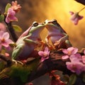 Tree frog courtship in spring