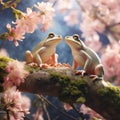 Tree frog courtship in spring