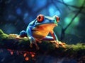 Ai Generated illustration Wildlife Concept of Tree frog after firefly Royalty Free Stock Photo