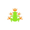 Tree frog. Logo. Tropical frog with crown on white background