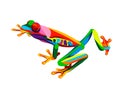 Tree frog from multicolored paints. Splash of watercolor, colored drawing, realistic