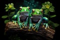 Tree frogs on a dark background Royalty Free Stock Photo