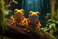 Tree frogs on a dark background Royalty Free Stock Photo