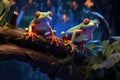 Tree frogs on a dark background Royalty Free Stock Photo