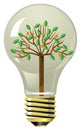 Tree with fruits and leaves inside lightning bulb Royalty Free Stock Photo