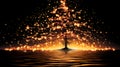 Tree with glitter star in night lake background