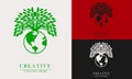 tree and globe element icon logo Royalty Free Stock Photo