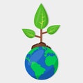 Tree on globe for the tree planting movement concept vector illustration