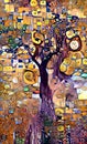 The tree with gold fruits -colorful painting in klimt style