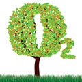 Exclusive. Autumn tree in the form of the chemical formula of oxygen. Vector. Royalty Free Stock Photo