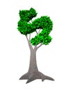 Tree with green leaves in dollar sign shape, 3D illustration Royalty Free Stock Photo