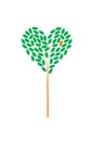 Tree with green leaves, shape of heart