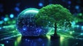 Tree growing on Circuit digital ball Digital Royalty Free Stock Photo
