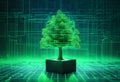 Tree growing on Circuit Digital Cube. Digital Royalty Free Stock Photo