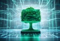 Tree growing on Circuit Digital Cube. Digital Royalty Free Stock Photo