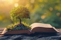 tree growing from an open book, symbolizing the growth of knowledge and ideas Royalty Free Stock Photo