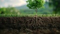 tree growing in rich soil with roots