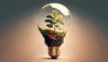 The tree growing on the soil in a light bulb. Creative ideas of earth day Royalty Free Stock Photo