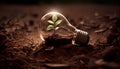 The tree growing on the soil in a light bulb. Creative ideas of earth day or save energy and environment concept Royalty Free Stock Photo