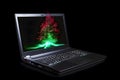 A tree grows from a laptop. Green information technology. Neural network AI generated