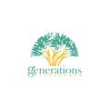 Tree growth logo with abstract people design vector template