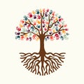 Tree hand illustration for diverse people team help Royalty Free Stock Photo