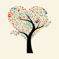 Tree hand illustration for diverse team help Royalty Free Stock Photo