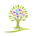 Tree hands and hearts logo