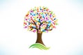 Tree hands prints love hearts colorful logo vector Royalty Free Stock Photo