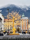 Decorated tree in central Innsbruck