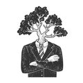 Tree head businessman sketch vector