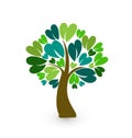 Tree with heart leafs logo Royalty Free Stock Photo