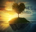 Tree heart in ocean Royalty Free Stock Photo