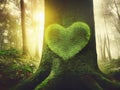 a tree with heart shape, green forest Royalty Free Stock Photo