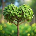 a tree with heart shaped green leaves growing Royalty Free Stock Photo