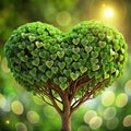 a tree with heart shaped green leaves growing Royalty Free Stock Photo